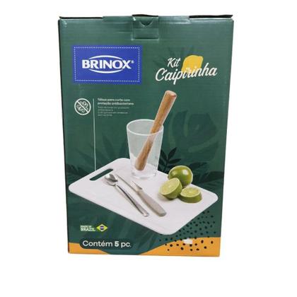 Imagem de Kit Caipirinha 5 Peças Tábua para Corte com Proteção Antibacteriana Brinox