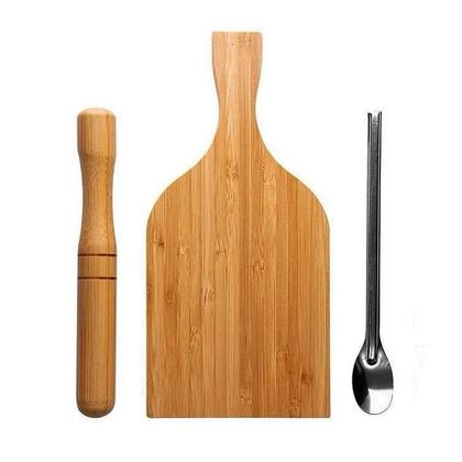 Imagem de Kit Caipirinha Com Tábua e Socador de Bambu E Colher Inox
