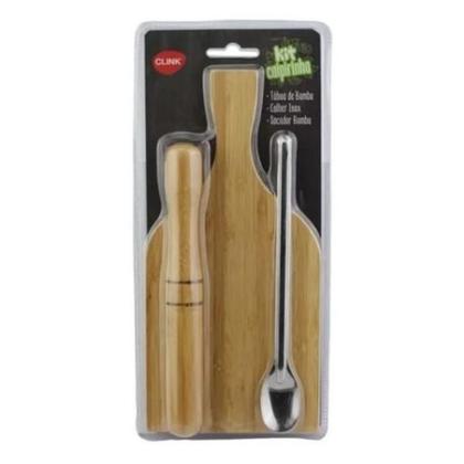 Imagem de Kit Caipirinha Com Tábua e Socador de Bambu E Colher Inox