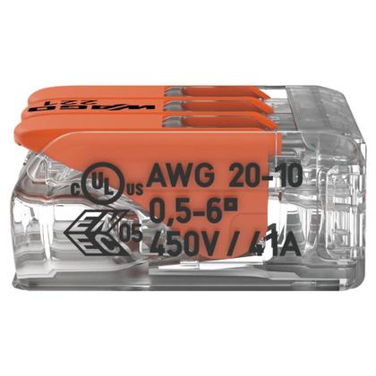 Imagem de Kit caixa 30 conector de emenda wago 3 polos com alavanca cabo até 6mm 221613