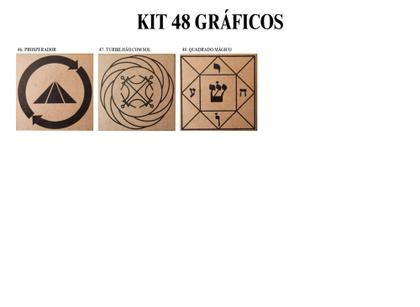 Imagem de Kit Caixa + 48 Gráficos Radiestesia MDF Cru 20x20cm 3mm + Relógio Prancha Francesa - 