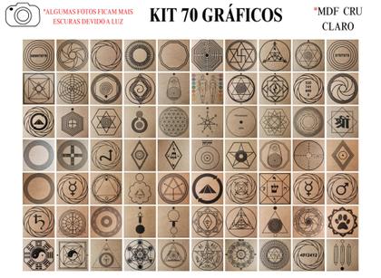 Imagem de Kit Caixa + 70 Gráficos Radiestesia MDF Cru 20x20cm 3mm + Relógio Prancha Francesa - 