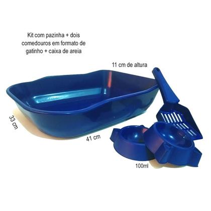 Imagem de Kit Caixa de Areia Para Gatos Com Pá e Comedouro Durasingle