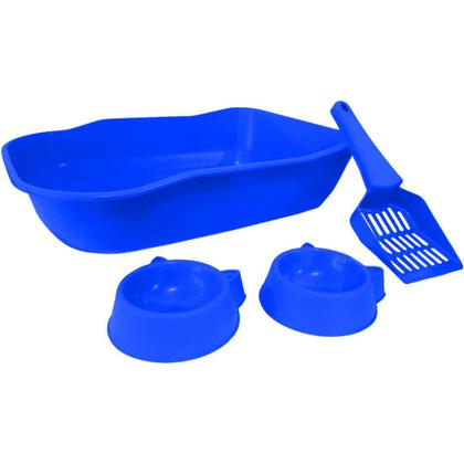 Imagem de Kit Caixa de Areia Para Gatos Com Pá e Comedouro Durasingle