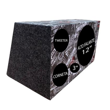 Imagem de Kit Caixa Madeira Trio 1x12 Polegadas Placa + Duto + Corneta