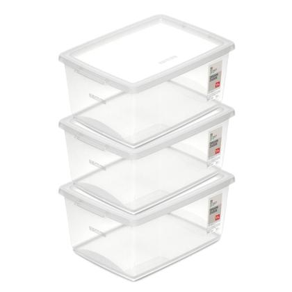 Imagem de Kit Caixa Organizadora Plástica Cristal 7,5L Ordene 3 un