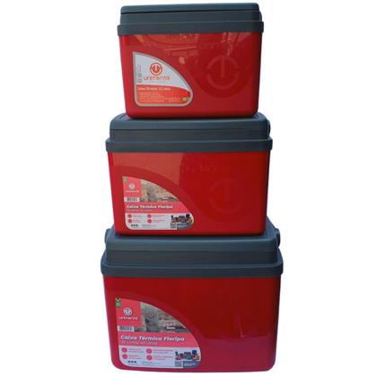 Imagem de Kit Caixa térmica Cooler 7,5L + 15L + 30L Alça Tampa bandeja FloripaUnitermi Cerveja Praia Churrasco