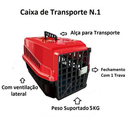 Imagem de Kit Caixa Transporte Resistente Pet N1 + Escova Remove Pelos