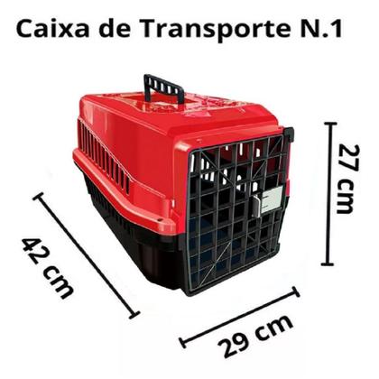 Imagem de Kit Caixa Transporte Resistente Pet N1 + Escova Remove Pelos