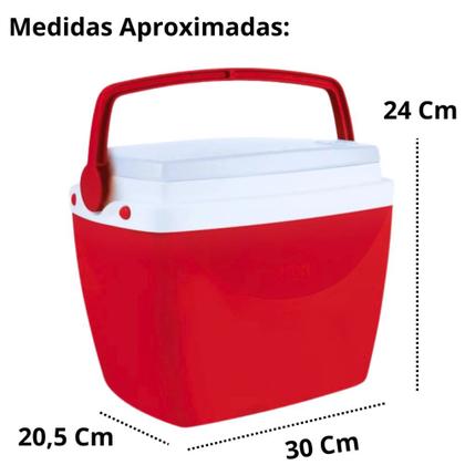 Imagem de Kit Caixas Termicas 6 Litros + 18 Litros Vermelha com Alca Mor para Praia e Camping