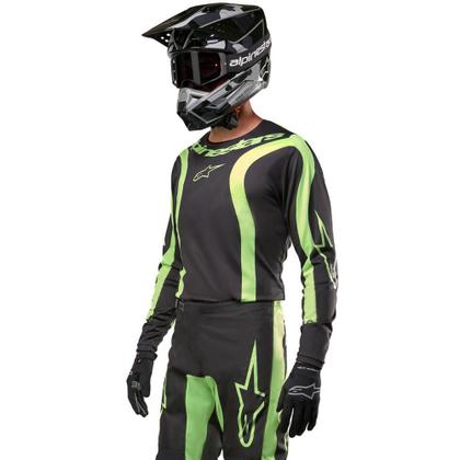 Imagem de Kit Calça + Camisa Alpinestars Fluid Lurv 2024 Preto/Amarelo Flúor