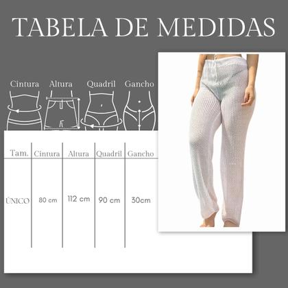 Imagem de Kit Calça Pantalona Tricot Feminina com Bolsa Sacola de Praia Crochê