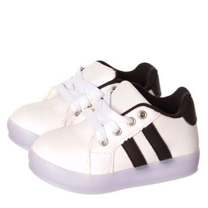 Imagem de Kit Calçado Infantil com Luz de Led Branco Menino mais Relógio e Óculos