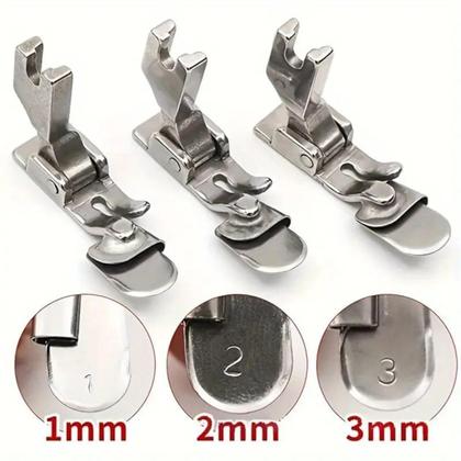 Imagem de Kit Calcador Barra Bainha Elástico Reta Industrial 1 2 3mm