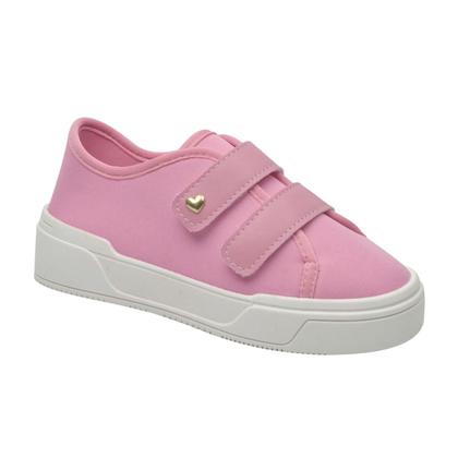 Imagem de Kit Calçados Infantil Menina Tênis Rosa com Fita Alto Colante e Sandália Flor