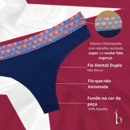 Imagem de Kit Calcinha Feminina Fio Dental Duplo Sexy Academia 4 Und