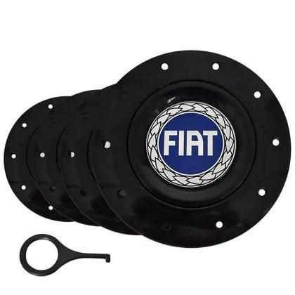 Imagem de Kit Calota Centro Roda Fiat Azul Aro 13 15 Amarok + Chave