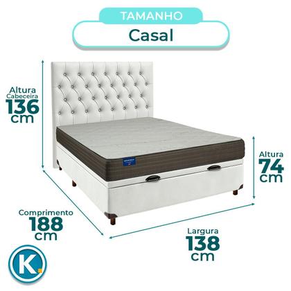 Imagem de Kit Cama Box Bau + Cabeceira + Colchão Casal D33 - Orthotech - Inducol