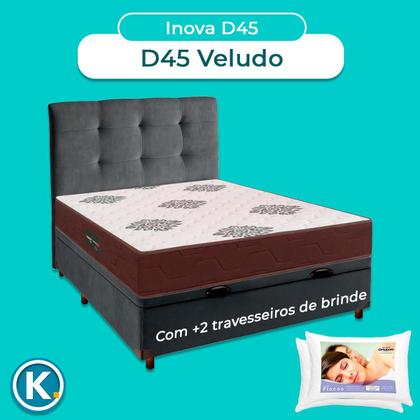 Imagem de Kit Cama Box Bau + Cabeceira + Colchão Casal D45 + 2 Travesseiros Ortobom