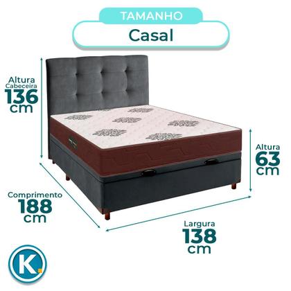 Imagem de Kit Cama Box Bau + Cabeceira + Colchão Casal D45 + 2 Travesseiros Ortobom
