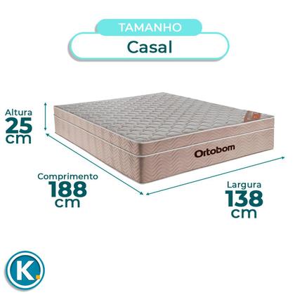 Imagem de Kit Cama Box Bau + Cabeceira + Colchão Casal Molas Ensacadas - Airtech - Ortobom