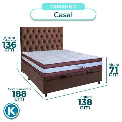 Imagem de Kit Cama Box Bau + Cabeceira + Colchão Casal Molas Ensacadas - Legaccy - Paropas