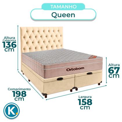 Imagem de Kit Cama Box Bau + Cabeceira + Colchão Queen Molas Ensacadas - Airtech - Ortobom