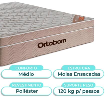Imagem de Kit Cama Box Bau + Cabeceira + Colchão Queen Molas Ensacadas - Airtech - Ortobom