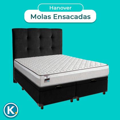 Imagem de Kit Cama Box Bau + Cabeceira + Colchão Queen Molas Ensacadas - Hanover - Inducol