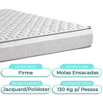 Imagem de Kit Cama Box Bau + Cabeceira + Colchão Queen Molas Ensacadas - Hanover - Inducol