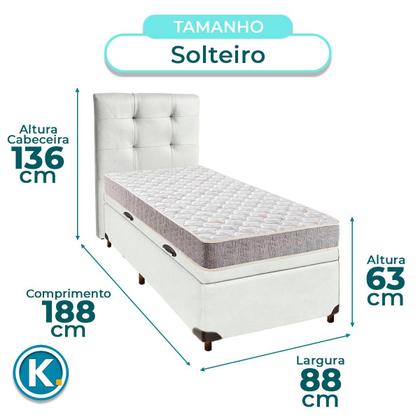 Imagem de Kit Cama Box Bau + Cabeceira + Colchão Solteiro D23 - D23 - Inducol