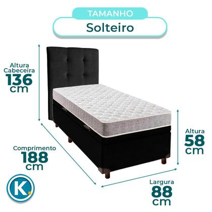 Imagem de Kit Cama Box Bau + Cabeceira + Colchão Solteiro D23 - D23 - Inducol
