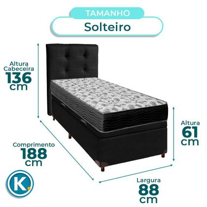 Imagem de Kit Cama Box Bau + Cabeceira + Colchão Solteiro D33 - Iso100 - Ortobom