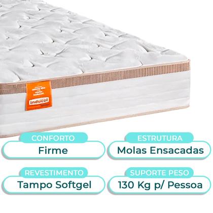 Imagem de Kit Cama Box Bau + Cabeceira + Colchão Solteiro Molas Ensacadas - Isis Real - Inducol