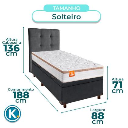 Imagem de Kit Cama Box Bau + Cabeceira + Colchão Solteiro Molas Ensacadas - Isis Real - Inducol