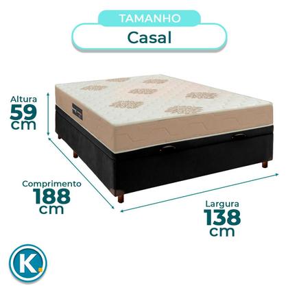 Imagem de Kit Cama Box Bau + Colchão Casal Inova D33 + 2 Travesseiros Ortobom