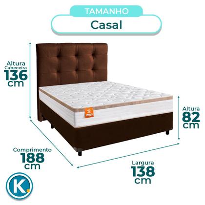 Imagem de Kit Cama Box + Cabeceira + Colchão Casal Molas Ensacadas - Isis Real - Inducol