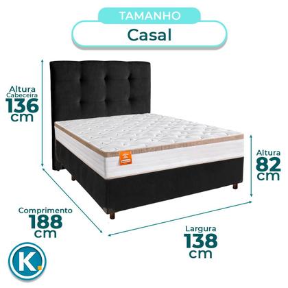 Imagem de Kit Cama Box + Cabeceira + Colchão Casal Molas Ensacadas - Isis Real - Inducol