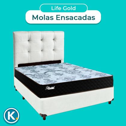 Imagem de Kit Cama Box + Cabeceira + Colchão Casal Molas Ensacadas - Life Gold - Paropas