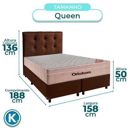Imagem de Kit Cama Box + Cabeceira + Colchão Queen Molas Ensacadas - Airtech - Ortobom