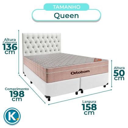 Imagem de Kit Cama Box + Cabeceira + Colchão Queen Molas Ensacadas - Airtech - Ortobom