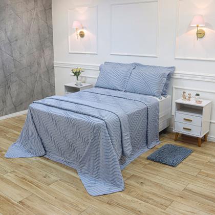 Imagem de Kit cama casal aspen supreme - ondas azul