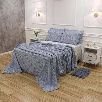 Imagem de Kit cama casal aspen supreme - ondas azul