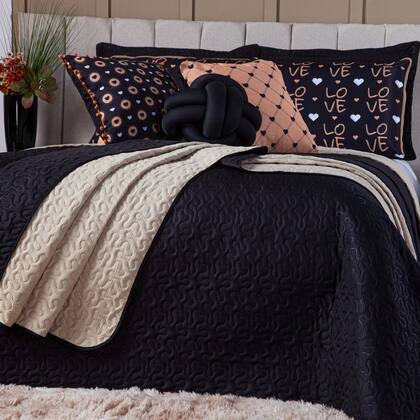 Imagem de Kit Cama Colcha Cobre Leito Golden Love Dupla Face c/ Almofadas Queen 08 Peças