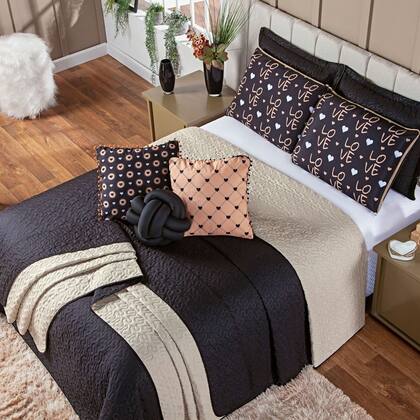 Imagem de Kit Cama Colcha Cobre Leito Golden Love Dupla Face c/ Almofadas Queen 08 Peças