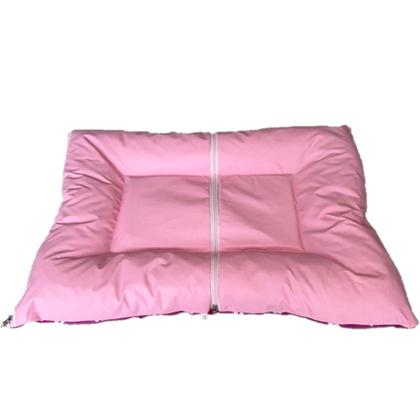 Imagem de Kit Cama Pequeno P/ Pet Rosa Lavável + Tapete Sanidog Grama