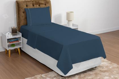 Imagem de Kit cama solteiro completo com lençol de elástico e de cobrir 3 peças com fronha micropercal