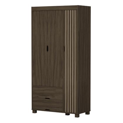 Imagem de Kit Cama Solteiro Para Quarto MDF Com Guarda Roupa 3 Portas 2 Gavetas Design Classico Moderno Linha Bela
