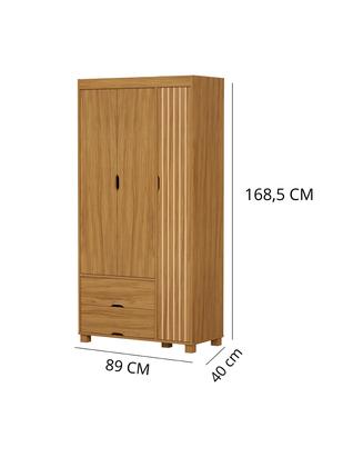 Imagem de Kit Cama Solteiro Para Quarto MDF Com Guarda Roupa 3 Portas 2 Gavetas Design Classico Moderno Linha Bela