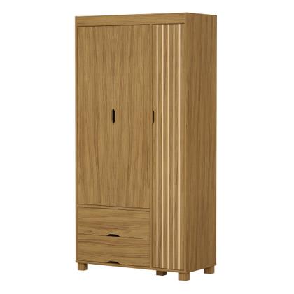 Imagem de Kit Cama Solteiro Para Quarto MDF Com Guarda Roupa 3 Portas 2 Gavetas Design Classico Moderno Linha Bela